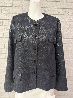 Ecaille by Mary Black Long Sleeve Embroidered Lace Jacket Size 16